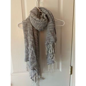 Grey & White Striped Scarf